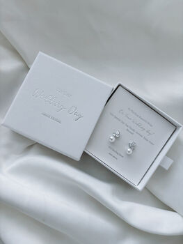 Sterling Silver Pearl Bridal Earrings, 5 of 5