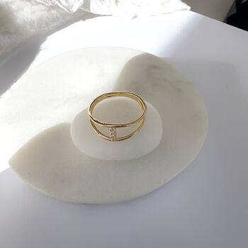 Double Band Sparkly Bar Ring, 5 of 7