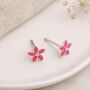 Sterling Silver Pink Enamel Flower Micro Stud Earrings – 4mm, thumbnail 1 of 4