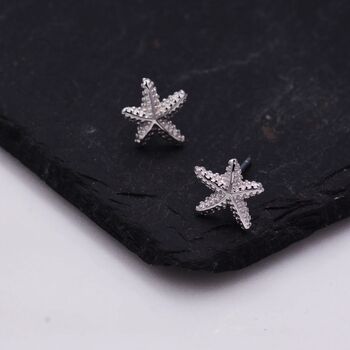 Sterling Silver Little Star Fish Stud Earrings, 5 of 11
