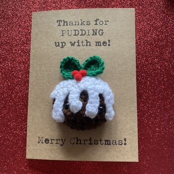 Pudding Crochet Christmas Card Handmade, 7 of 8