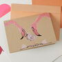 Flamingo Hand Screen Printed New Baby Card, thumbnail 4 of 4