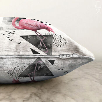 Pink Flamingo Cushion Cover With Abstract Background, 3 of 4