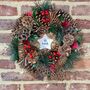 Personalised Gold Glitter Pine And Red Berry Wreath, thumbnail 1 of 2
