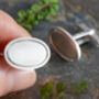 Hand Engraved Oval Cufflinks In Sterling Silver, thumbnail 2 of 3