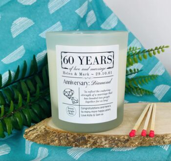 Personalised 60th Diamond Anniversary Meaning Candle, 3 of 11