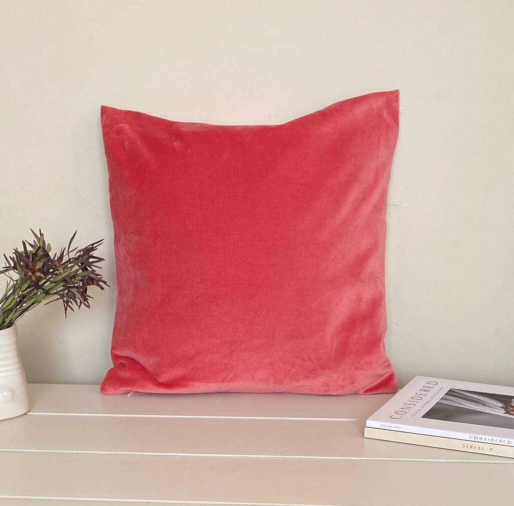 Plush Velvet Cushion Cover Redwood Pink, 1 of 3