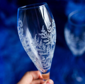 Personalised Champagne Flute With Fern Engraving, 3 of 4