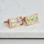 Personalised Rectangle Map Location Rose Gold Cufflinks, thumbnail 4 of 7