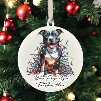 Personalised Staffordshire Bull Terrier In Christmas Lights, 8 of 11