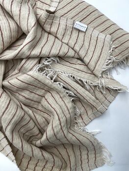 Urla Cotton, Modern, Striped, Woven Blanket Copper Stripe, 3 of 12