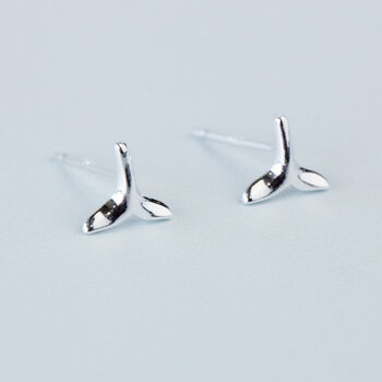 Sterling Silver Fish Tail Stud Earrings, 2 of 5