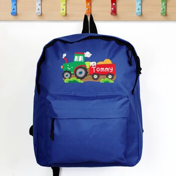 Personalised Kids Tractor Backpack, 3 of 4