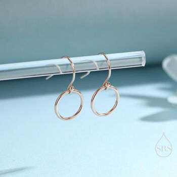 Open Circle Drop Hook Earrings In Sterling Silver, 7 of 12