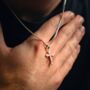 Mens 18 K Gold Cross Pendant Mini Crucifix Necklace, thumbnail 2 of 10