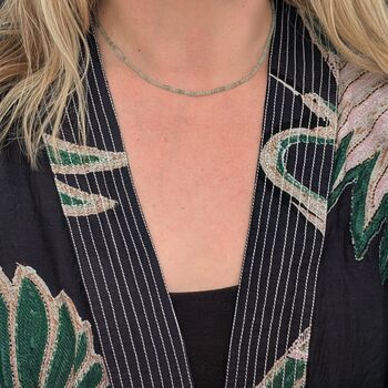 Green Aventurine Skinny Gemstone Beaded Necklace, Lighter Hue, 2 of 7
