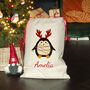 Personalised Christmas Penguin Christmas Sack, thumbnail 1 of 4