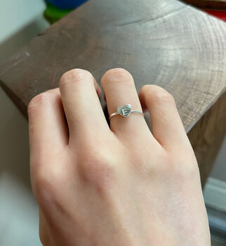 Personalised Initial Heart Slim Band Ring, 3 of 7