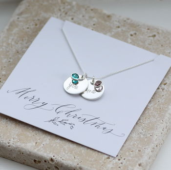 Sterling Silver You And Me Birthstone Charm Necklace, 3 of 7