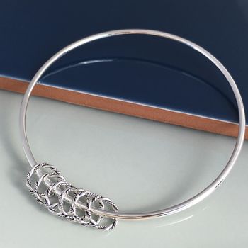 60th Birthday Handmade Silver Rings Bangle, 6 of 6