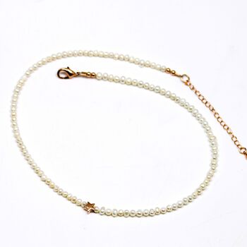 White Pearl And Star Necklace In Sterling Silver Or Gold Vermeil, 5 of 10