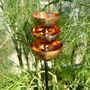 Copper Triple Cup Garden Sculpture – Small Or Large Size On 80cm Black Iron Pole, thumbnail 2 of 6