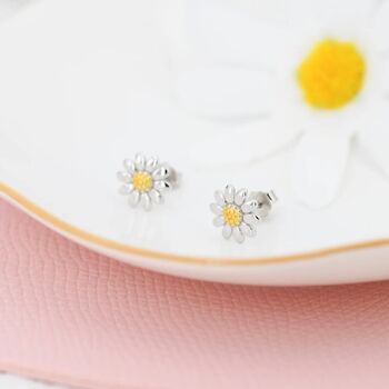 Sweet Daisy Flower Stud Earrings In Sterling Silver, 6 of 12