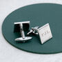 Monogrammed Classic Silver Plated Square Cufflink Set, thumbnail 3 of 6