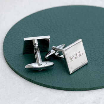 Monogrammed Classic Silver Plated Square Cufflink Set, 3 of 6