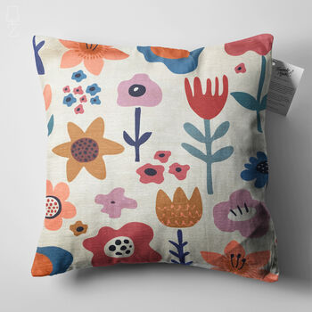 Soft Cushion Cover With Abstract Multicoloured Flowers, 5 of 7