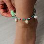 Turquoise Summer Boho Cowrie Shell Anklet, thumbnail 4 of 4