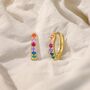 Gold Plated Mini Rainbow Stone Huggie Hoop Earrings, thumbnail 1 of 2