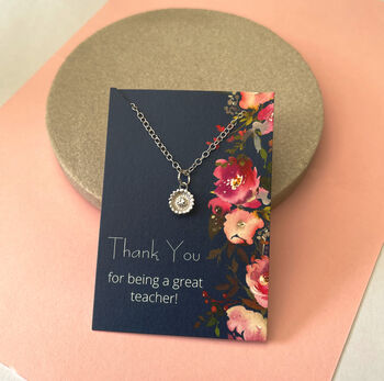 Thank You Bridesmaid Sterling Silver Mini Sunflower Necklace, 10 of 10