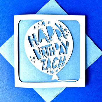 Personalised Balloon Papercut Birthday Card, 2 of 4