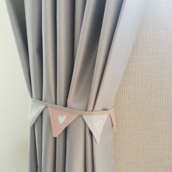 Curtain Tie Backs Pink And Grey Mini Bunting, 6 of 12