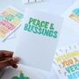 Peace And Blessings Christmas Greeting Card, thumbnail 3 of 3