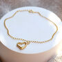 9 Ct Gold Open Heart Charm Bracelet, thumbnail 3 of 4