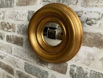 19cm Gold Convex Wall Mirror Porthole Fisheye Design, 5 of 8
