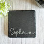 Personalised Engraved Slate Coaster With Heart Design Gift, thumbnail 2 of 7