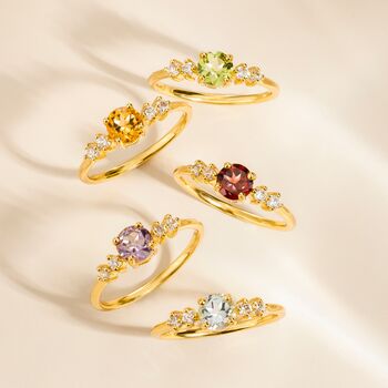 Peridot Five Stone Ring In Sterling Silver And Gold Vermeil, 7 of 12