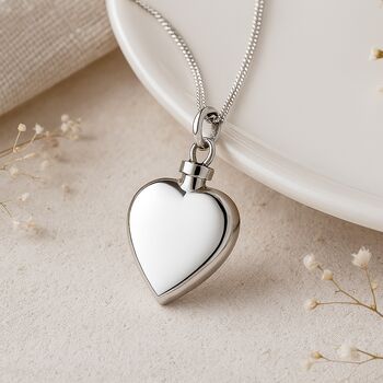 Personalised Sterling Silver Heart Urn Necklace For Ashes, 2 of 7