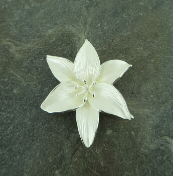 Lily White Flower Brooch, 4 of 5