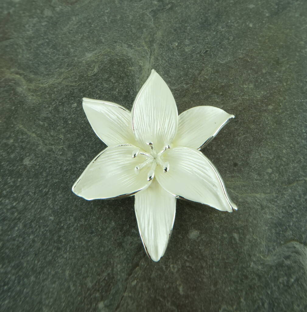Lily White Flower Brooch, 1 of 4