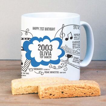21st Birthday Gift Personalised 2003 Mug, 2 of 12