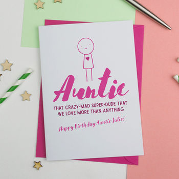 Personalised Auntie Character Birthday Card, 3 of 3
