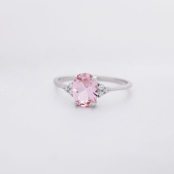 Sterling Silver Genuine Morganite Oval Ring, 5 of 12