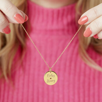 Personalised Children's Name Gold Or Silver Plated Disc Necklace, 3 of 11