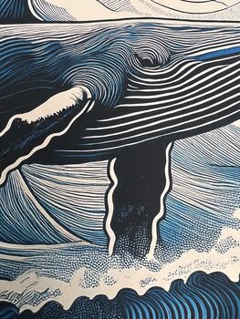 Linocut Style Whale Art Print, 4 of 5