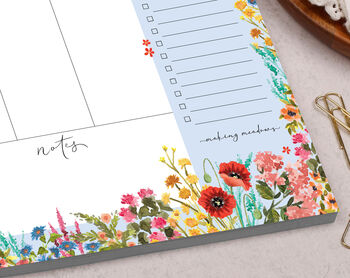 Blue Floral Weekly Desk Planner Pad, 3 of 4