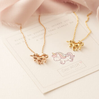 Rose Gold Or Gold Unicorn Cute Necklace, 3 of 12